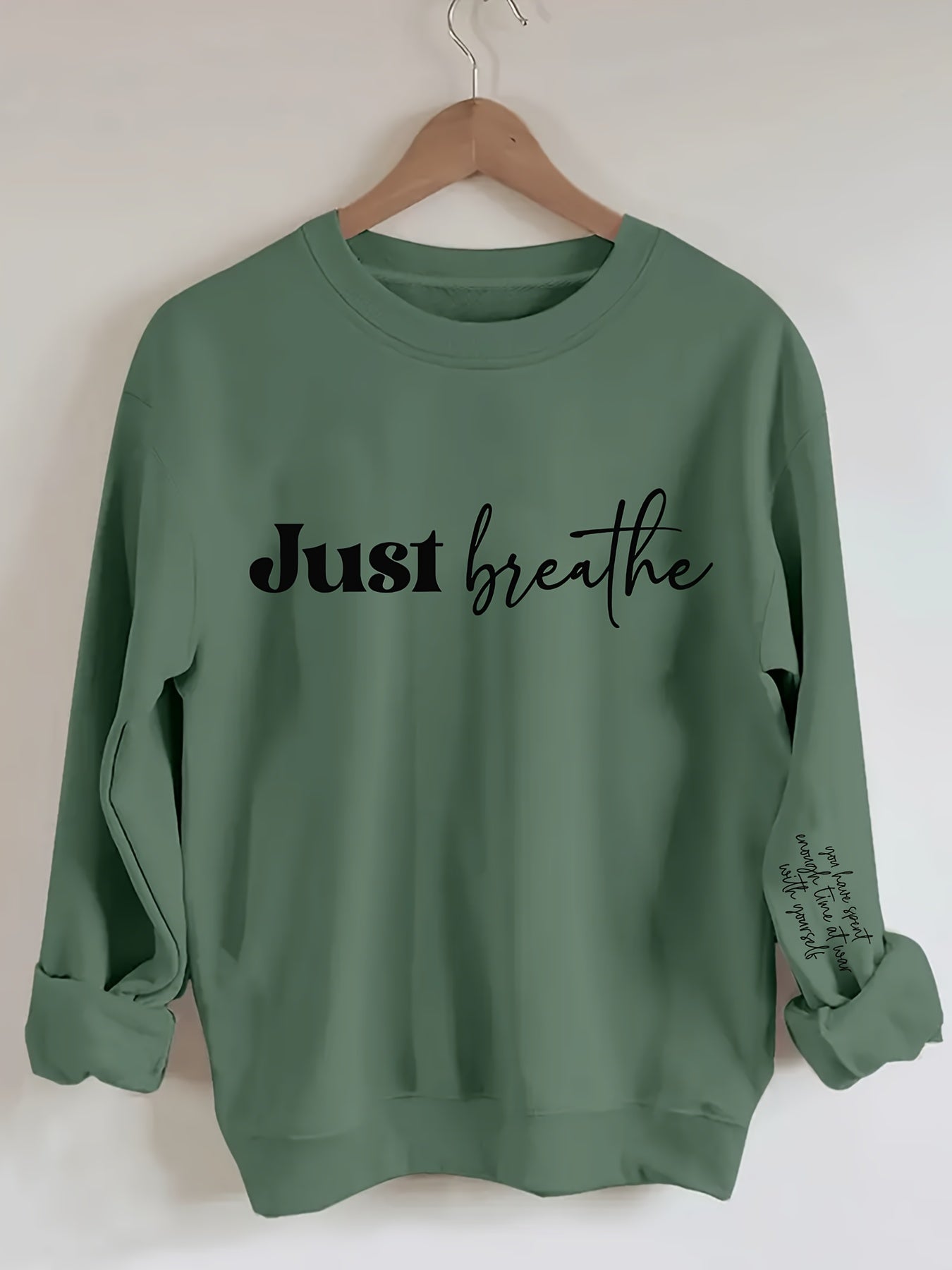 Women's Casual Letter Print Sweatshirt - Crew Neck, Long Sleeve, Polyester Blend, Machine Washable - Perfect for Spring & Fall