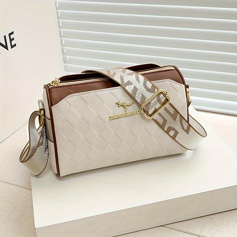 Fashion Crossbody Boston Bag, Multi Layer Shoulder Bag, Women's Casual Handbag & Purse For Commute