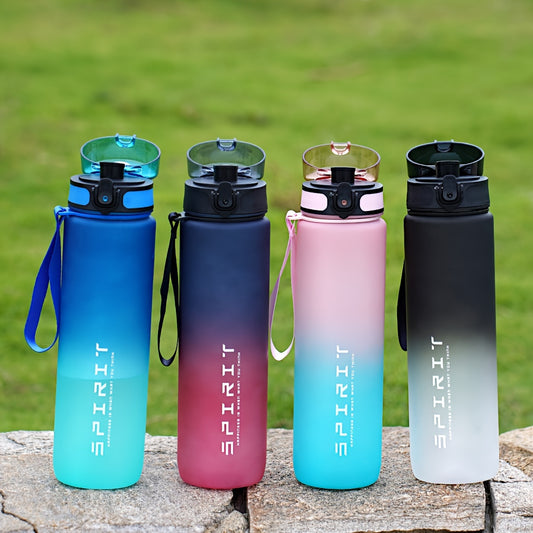 1pc Gradient Color Water Bottle With Straw Lid, Leakproof Sports Flask, Portable With Carry Loop, Insulated For Hot/Cold Beverages, Gym/Outdoor/Travel Use