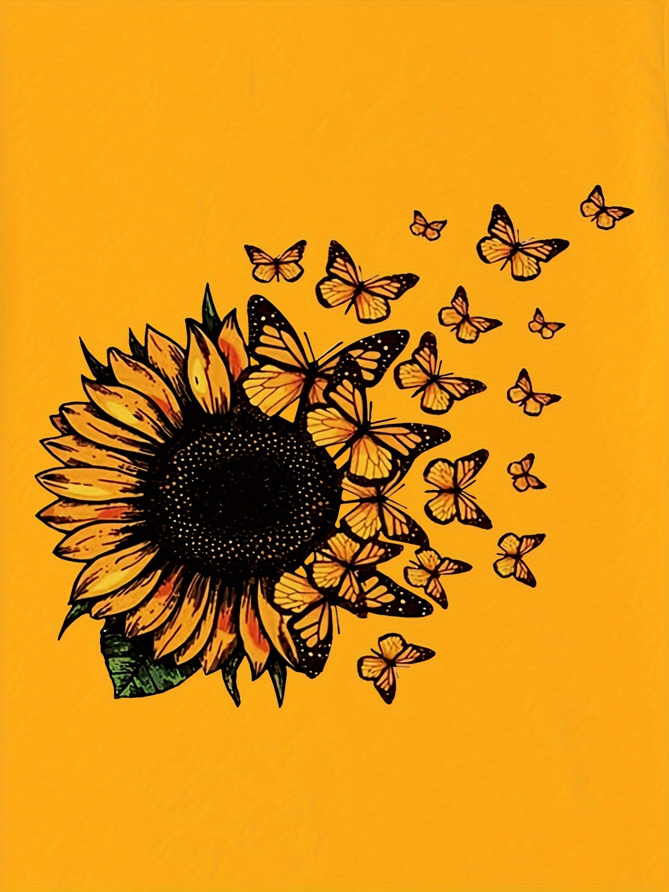 Sunflower Print Crew Neck T-shirt, Short Sleeve Casual Top For Summer & Spring, Women's Clothing