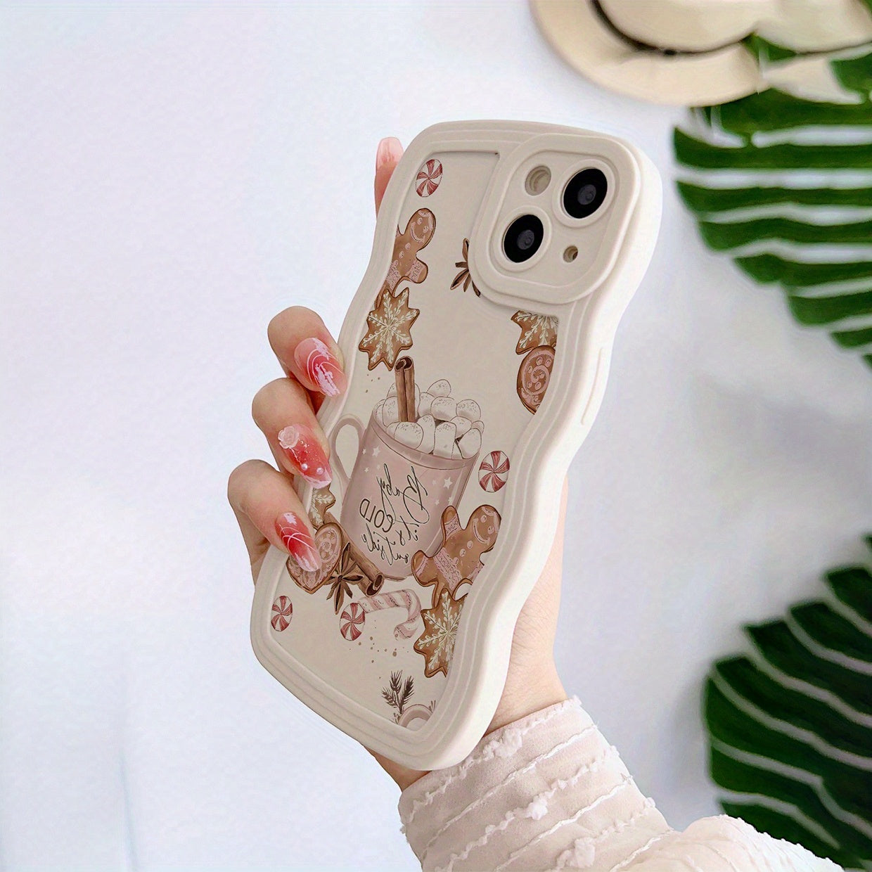 1pc Gingerbread Men Pattern Wave Pattern Full Body Shockproof Mobile Phone Case for iPhone 16/16 Pro/16Plus/16 Pro Max/15/14/13/12/11