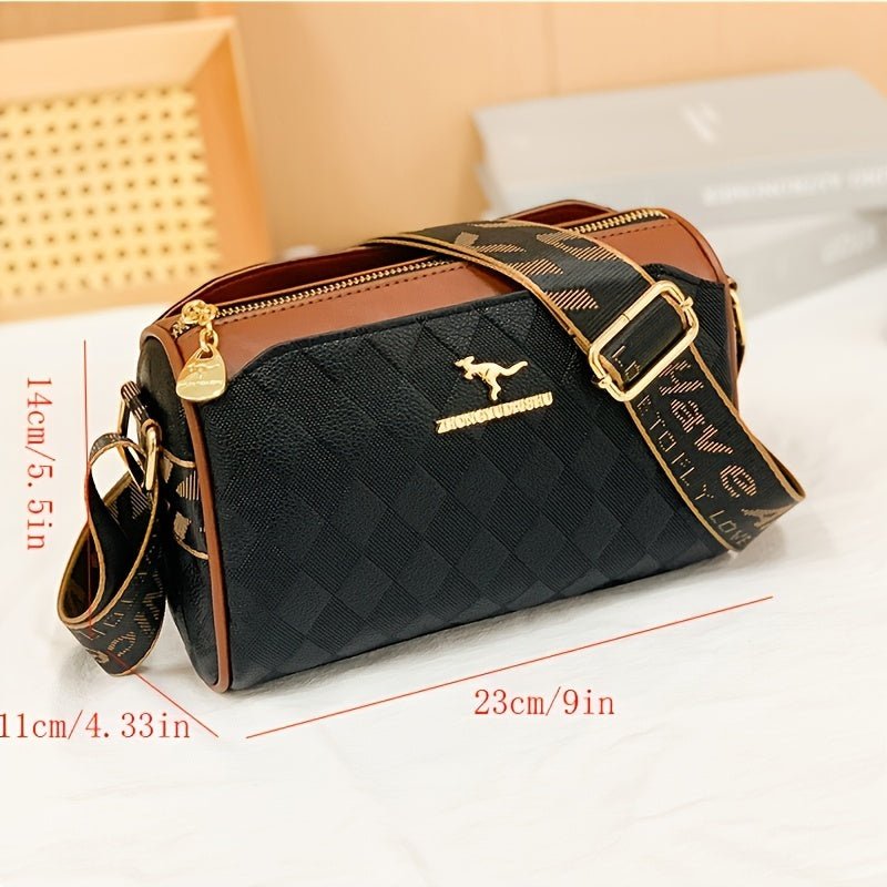 Fashion Crossbody Boston Bag, Multi Layer Shoulder Bag, Women's Casual Handbag & Purse For Commute