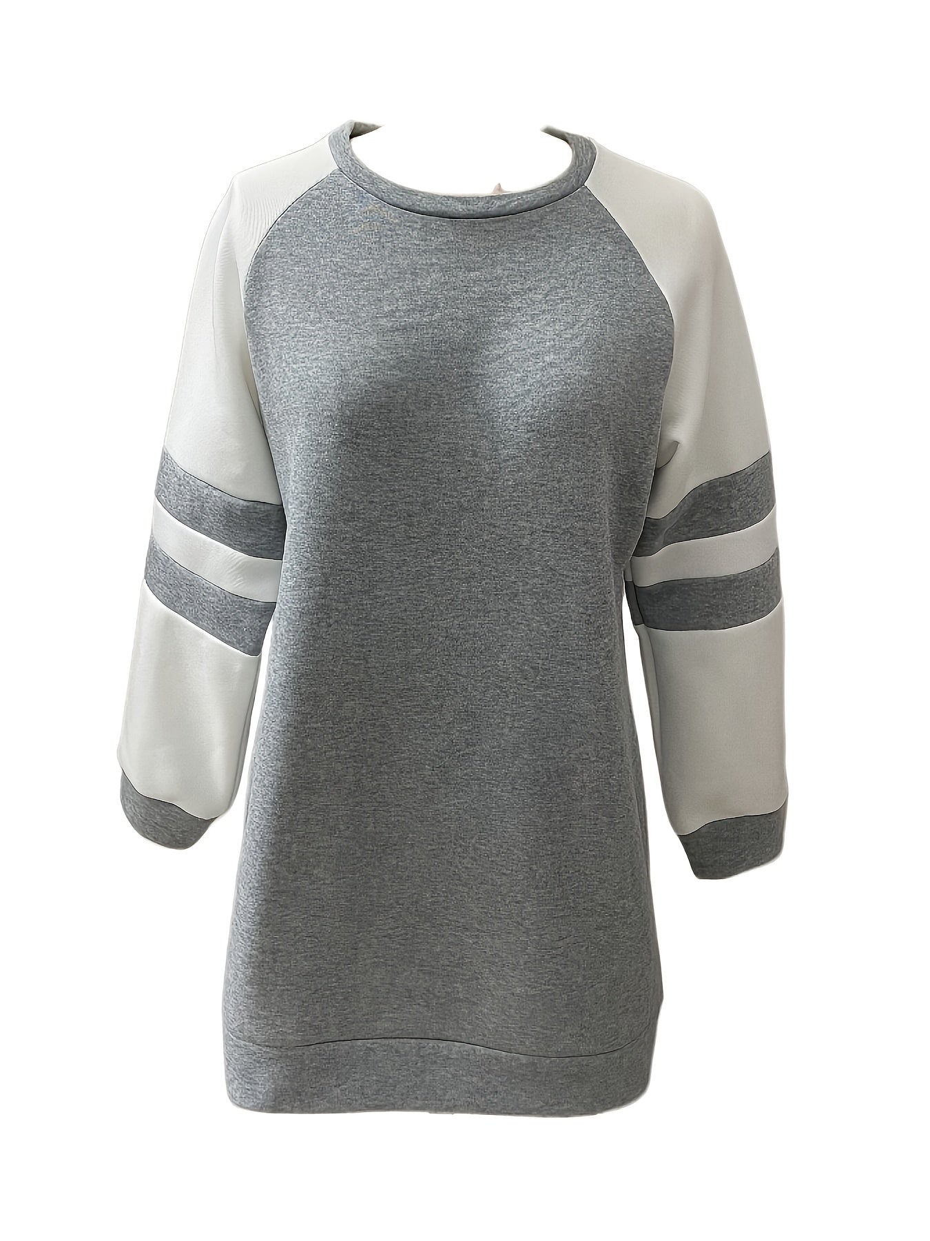 Elegant Solid Color Dress for Women - Crew Neck, Long Sleeve, Knit Polyester - Perfect for Fall/Winter, Machine Washable