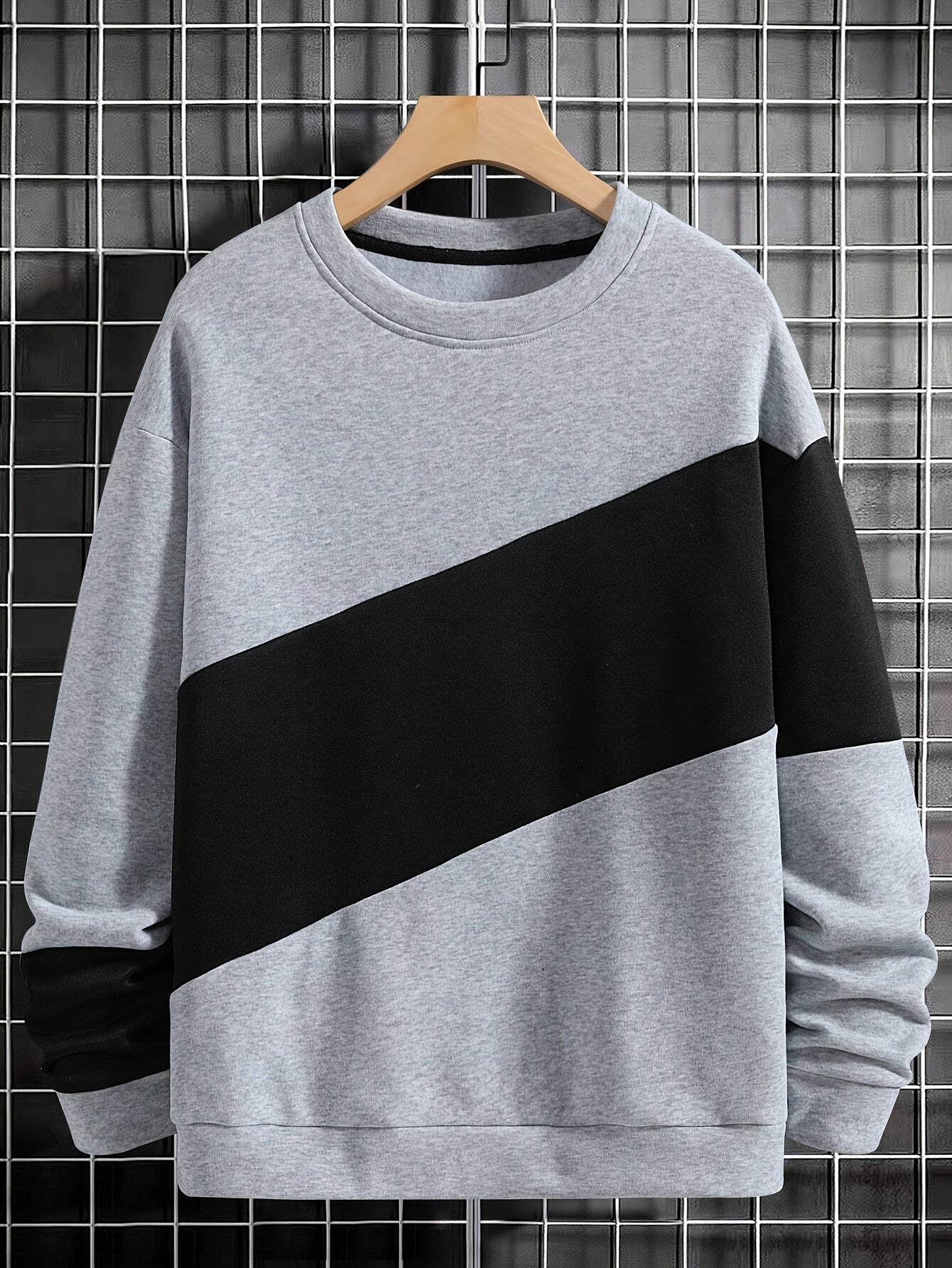 Men's Color Block Comfy Pullover Sweatshirt, Stylish Long Sleeve Tee, Casual Trendy Top For Spring & Autumn Daily Life