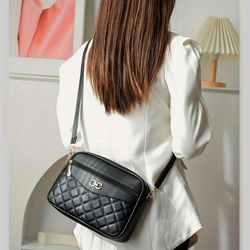 Multi-Color Large Capacity Fashion Quilted Crossbody Shoulder Bag, Versatile Camera Style Small Square Purse For Women