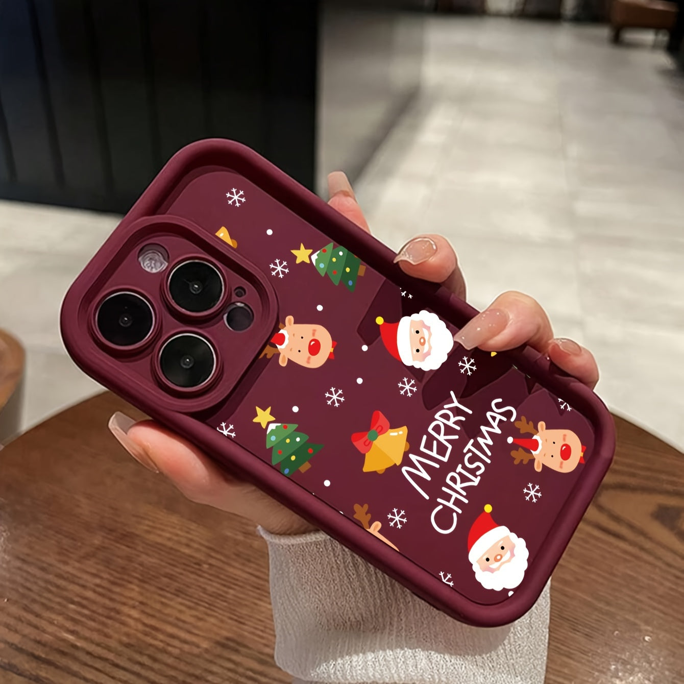 1pc Christmas Happy Theme Hot Print Suitable for Apple 11 12 13promax Mobile Phone Case Anti-fall iPhone14plus 15 pro max Protective Case 7g xs xr