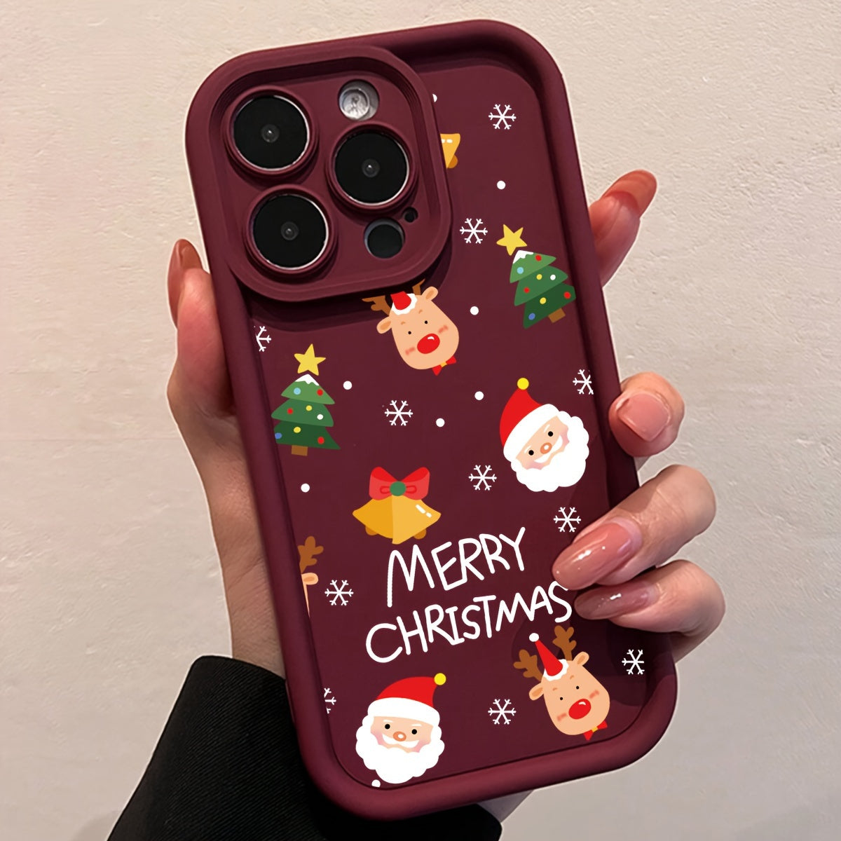 1pc Christmas Happy Theme Hot Print Suitable for Apple 11 12 13promax Mobile Phone Case Anti-fall iPhone14plus 15 pro max Protective Case 7g xs xr