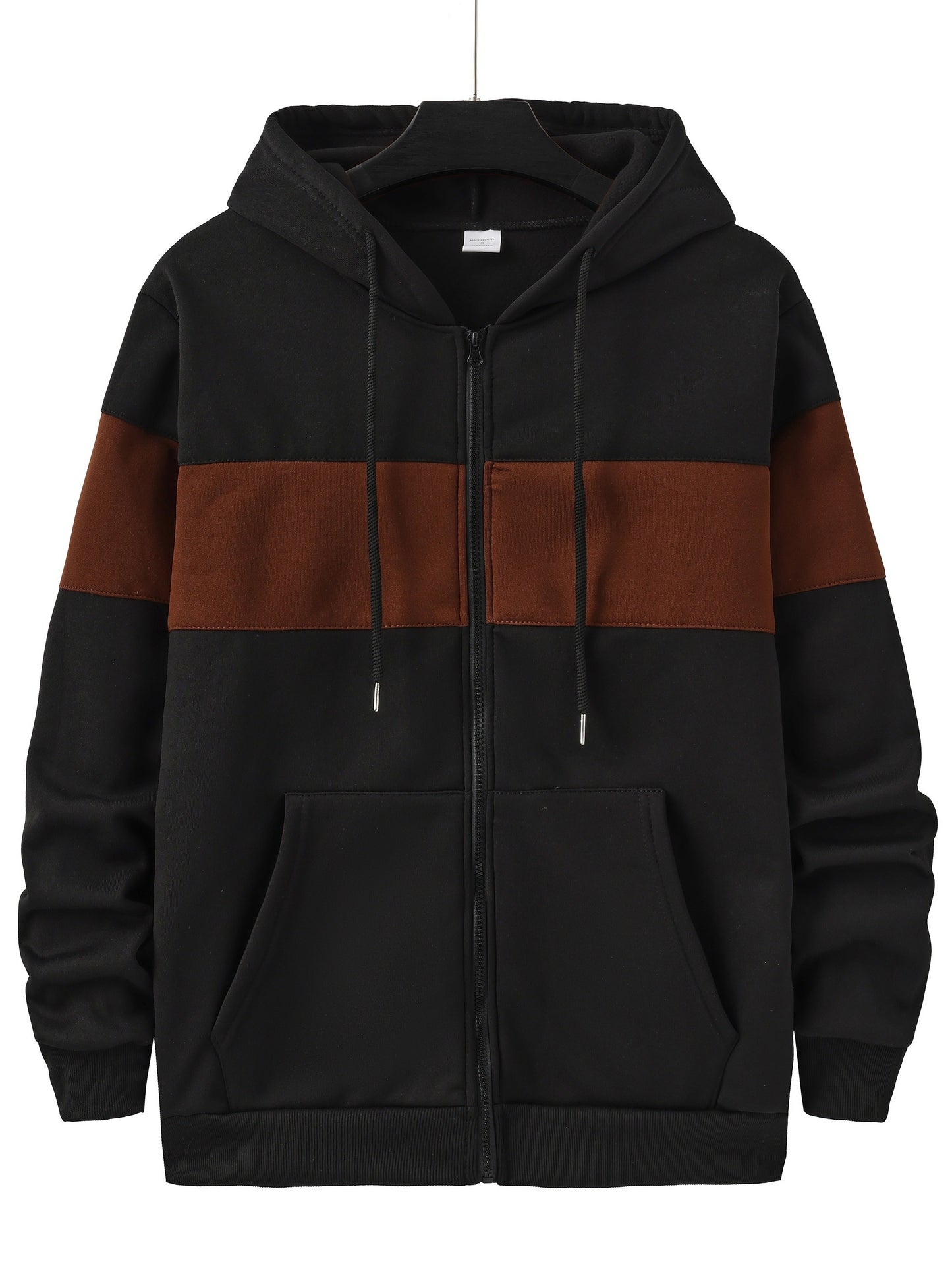 Men's Contrast Color Hooded Long Sleeve Zip Up Sweatshirt Jacket With Pockets, Trendy And Casual Hoodie Jacket Suitable For Spring And Autumn Sports And Outdoors Wear