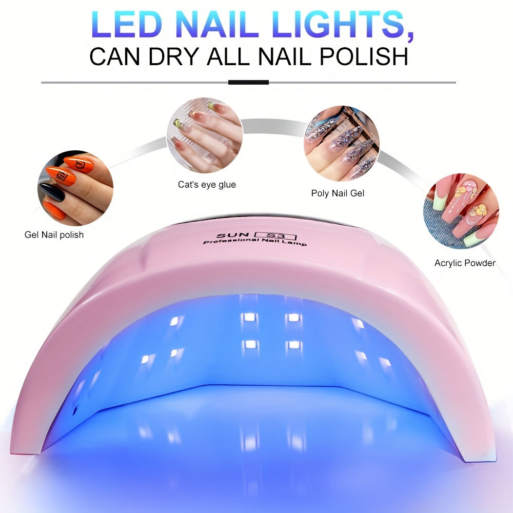 Professional 24-UV LED Nail Lamp - Fast Gel Polish Drying with Auto Sensor, 3 Timer Settings & LCD Display, USB Powered for Hands, Feet & Nails