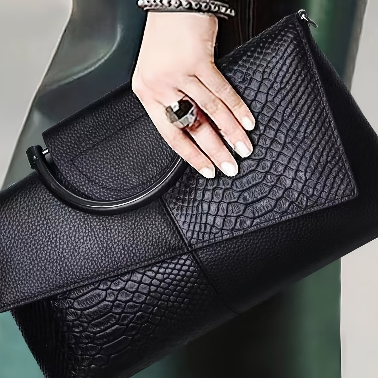 Crocodile Pattern Handbag, Women Luxury Crossbody Bag, Fashion PU Leather Clutch Purse