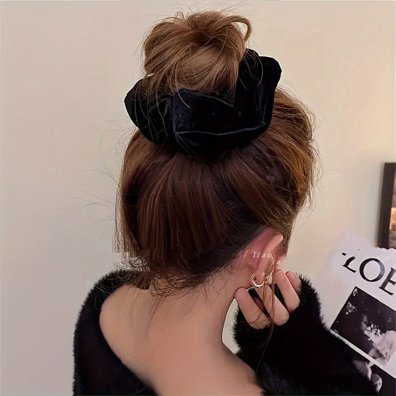 Boho Chic 4pcs Velvet Hair Scrunchies - Elastic Ponytail Holders for Women, Perfect Gift for Her