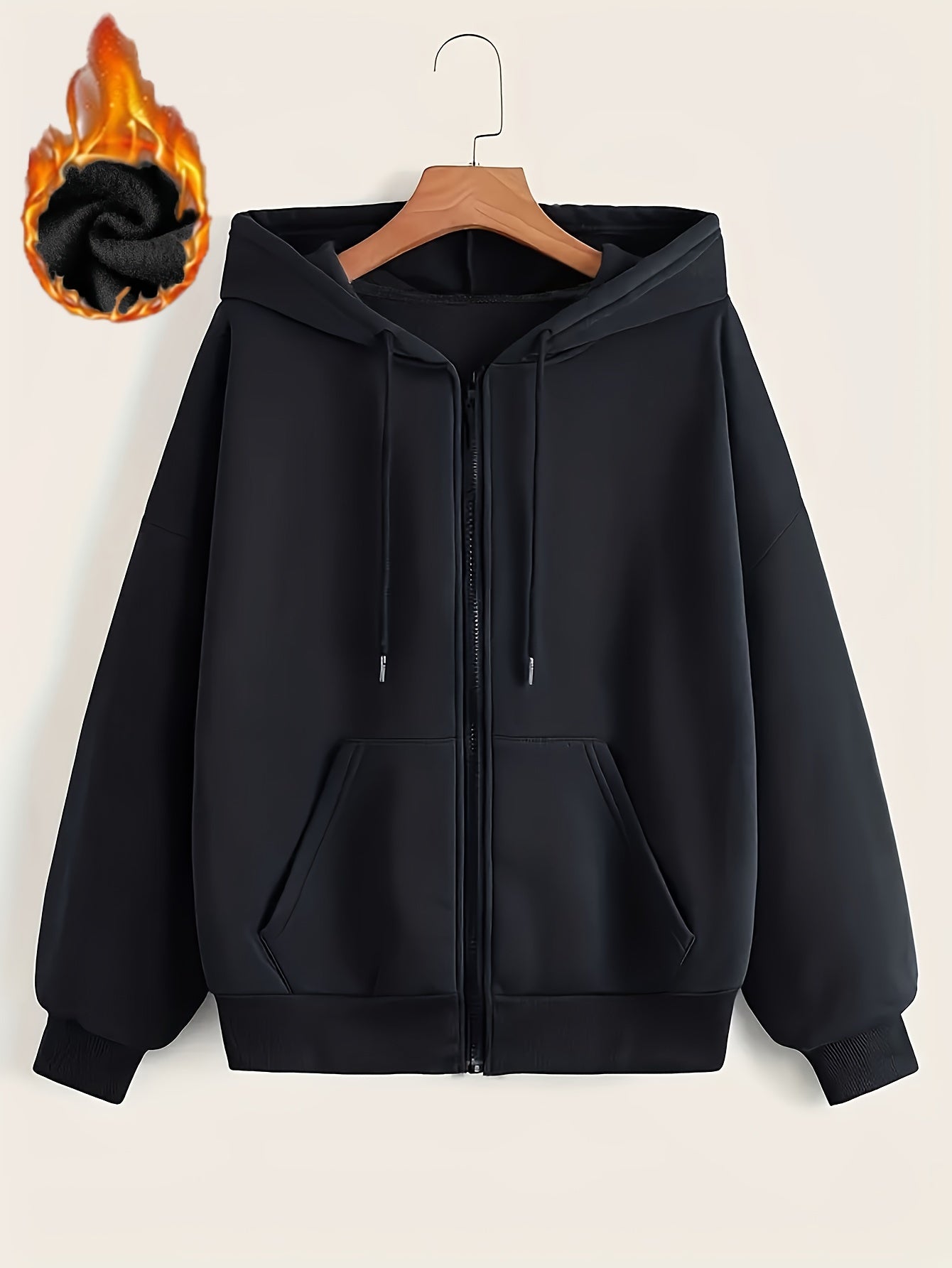 Women's Hooded Sweatshirt, Solid Color, Long Sleeve, Drawstring Hooded, Women's Clothing With Pocket, For Fall And Winter