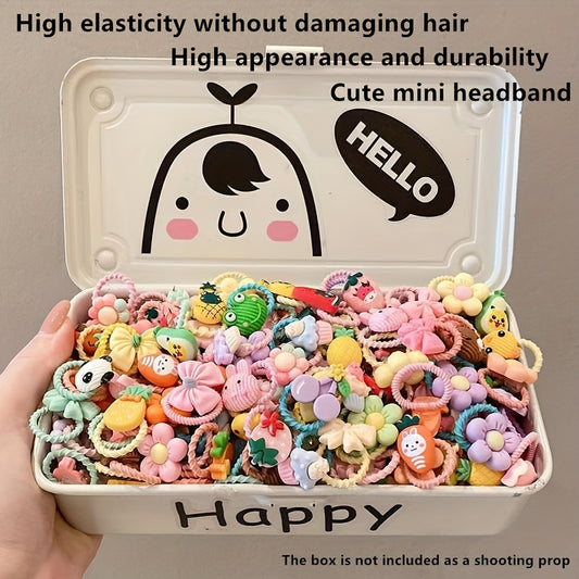 20pcs/30pcs/50pcs Girls Hair Ring Hair Tying Rope Without Damaging Hair Thumb Ring Cute Hair Accessories Cartoon Elastic Small Hair Ring Rubber Band