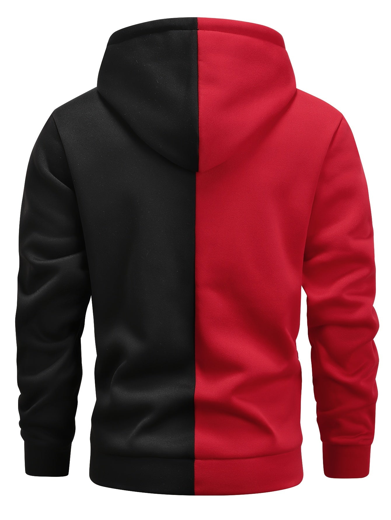 Men's Color Block Zipper Hooded Jacket, Casual Comfy Loose Long Sleeve Hoodie, Men's Clothing For Autumn Winter
