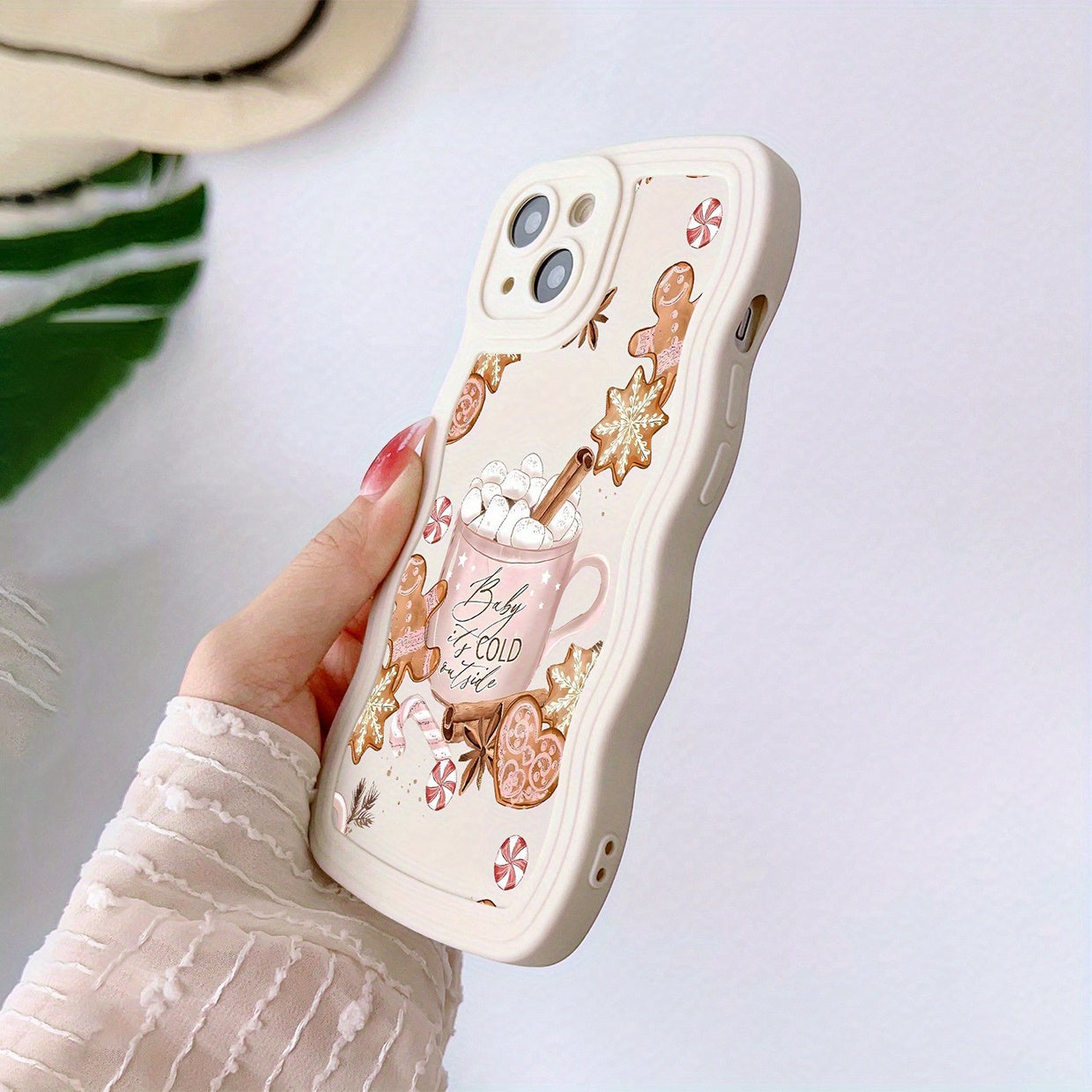 1pc Gingerbread Men Pattern Wave Pattern Full Body Shockproof Mobile Phone Case for iPhone 16/16 Pro/16Plus/16 Pro Max/15/14/13/12/11