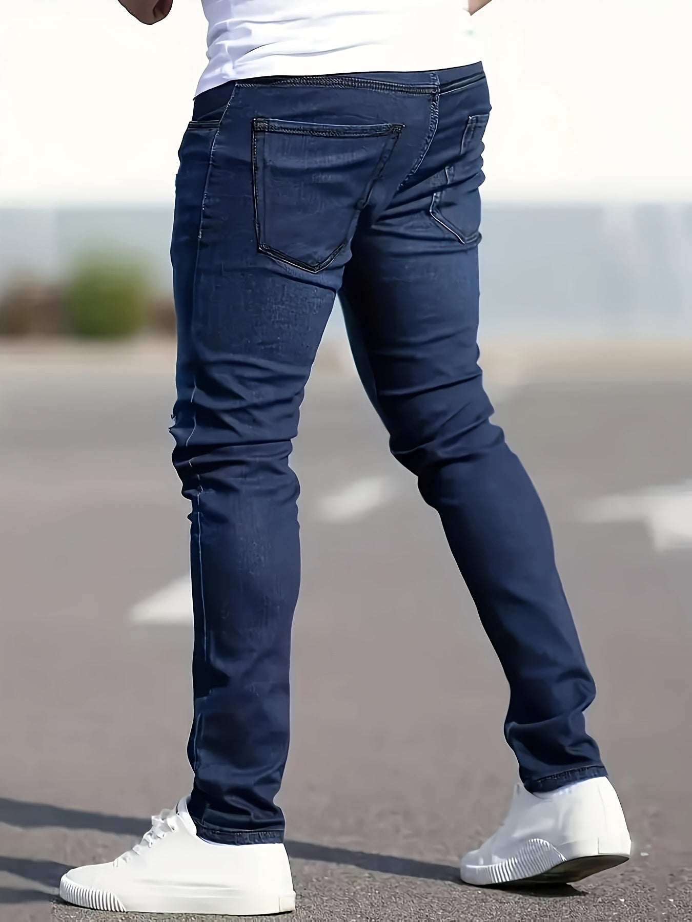 Men's Casual Slim Fit Denim Pants, Men's Classic Design Jeans, Versatile For Four Seasons