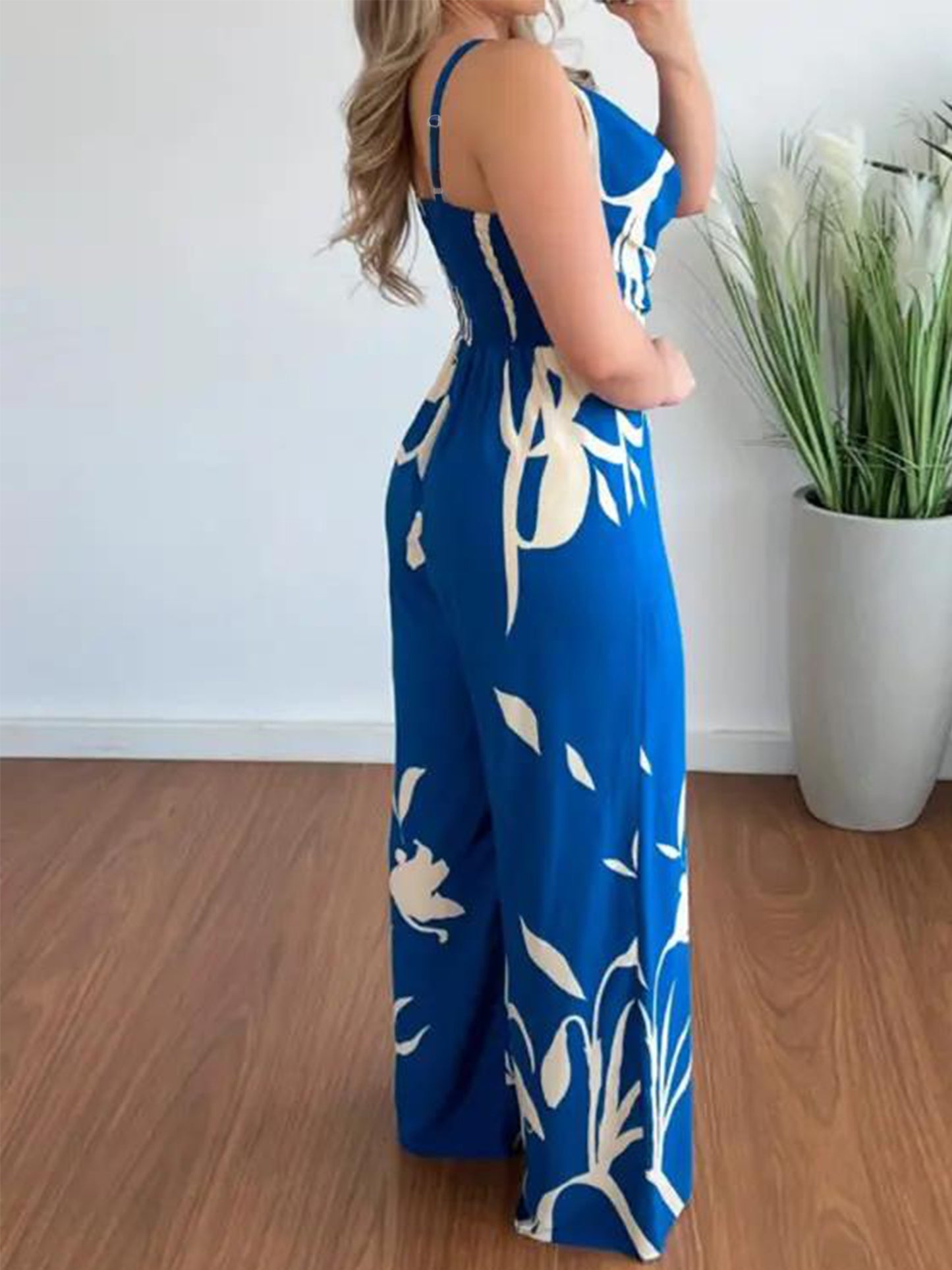 Floral Print Cami Jumpsuit, Elegant Sleeveless Wide Leg Jumpsuit For Spring & Summer, Women's Clothing