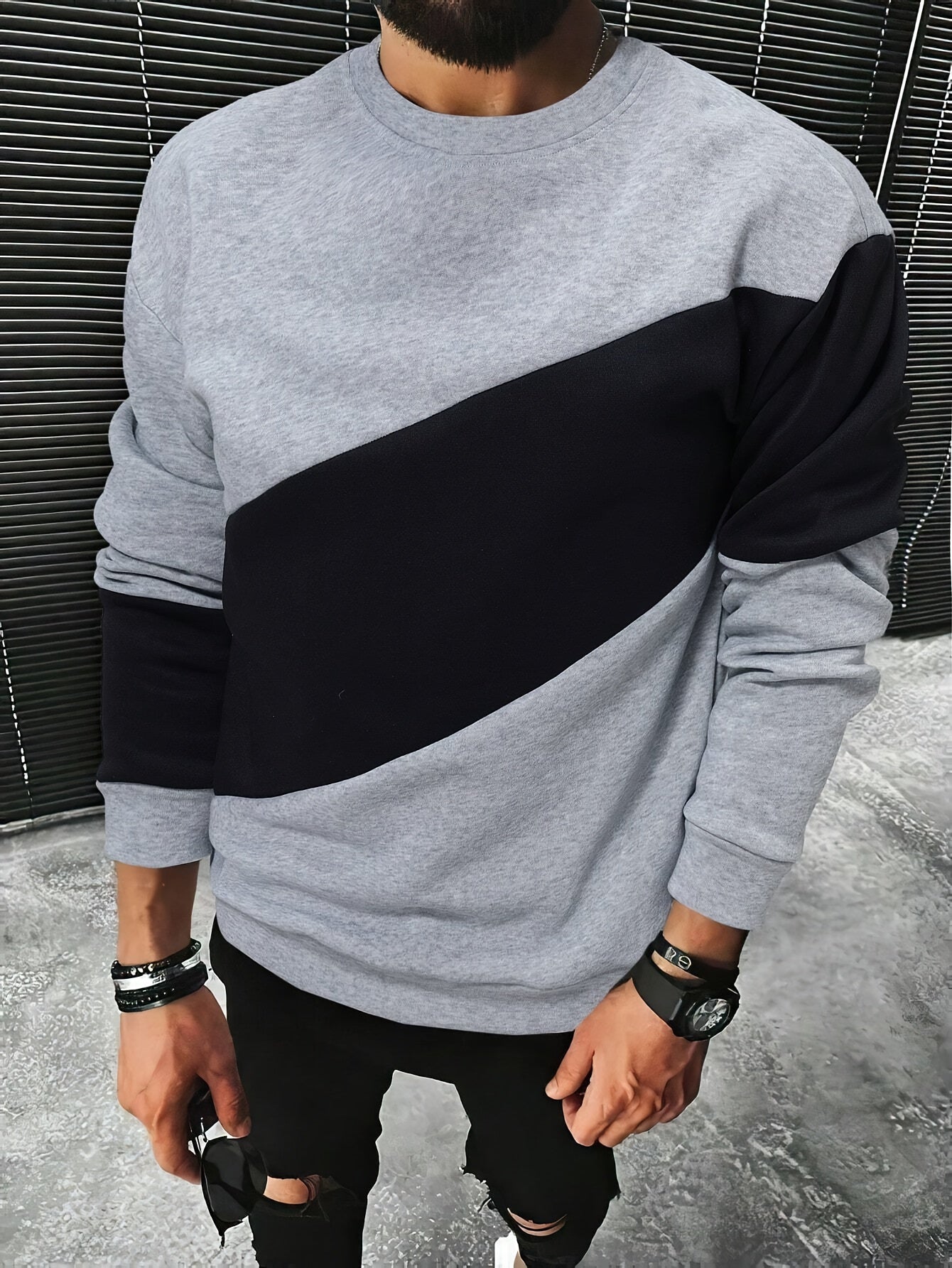 Men's Color Block Comfy Pullover Sweatshirt, Stylish Long Sleeve Tee, Casual Trendy Top For Spring & Autumn Daily Life