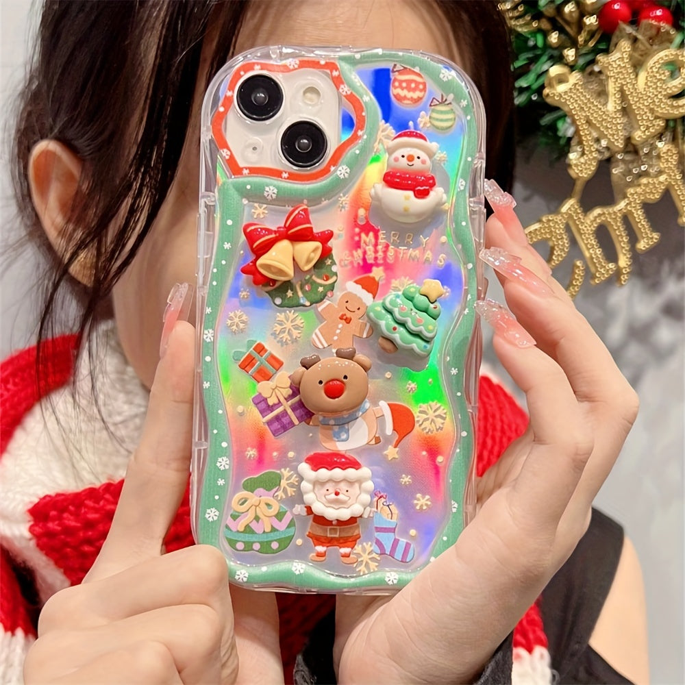 Adorable 3D Christmas Tree Doll Radiant Phone Case For iPhone 15 14 13 12 11 Pro Max X XS XR MAX 8 7 Plus Snowman Deer Santa