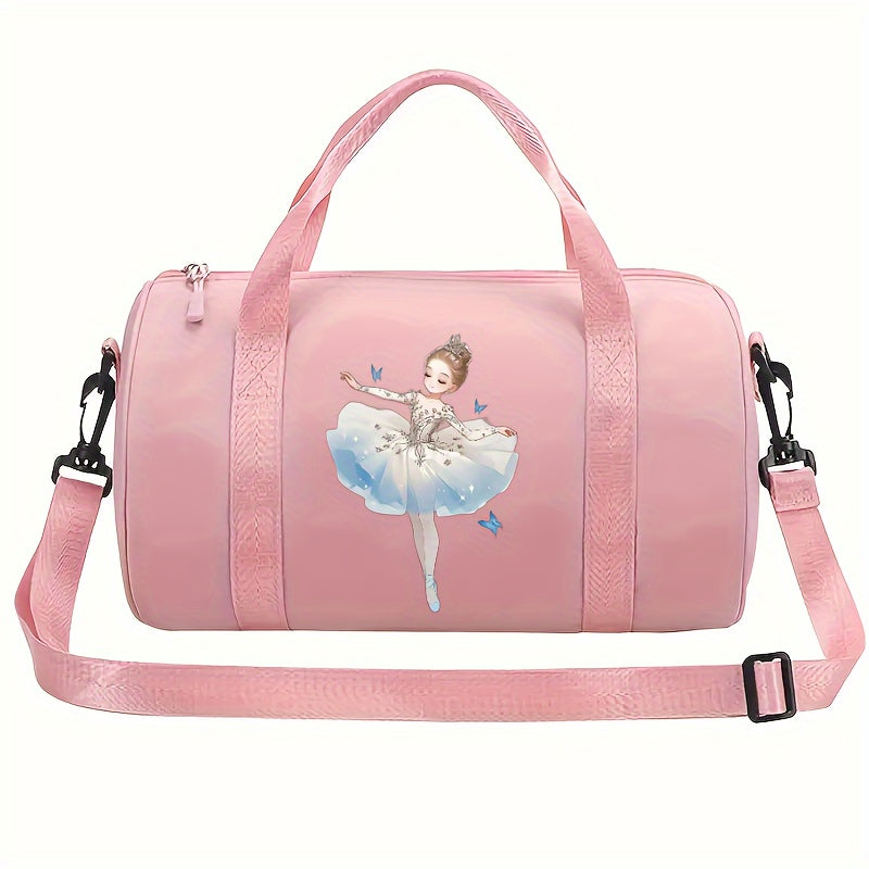 Pink Lightweight Nylon Dance Bag for Teens, Preppy Style Tote with Adjustable Straps, Foldable, Durable with Zipper and Polyester Lining, Ballet Dancer & Everyday Use, Machine Washable, Hand Washable, 100cm Strap Length