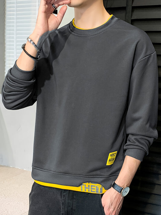Men's Round Neck Long Sleeve Sports Shirt, Casual Outfit, Stylish Pullover, Men's Clothing For Spring, Autumn, And Winter, Men's Autumn Sports Casual Sweatshirt