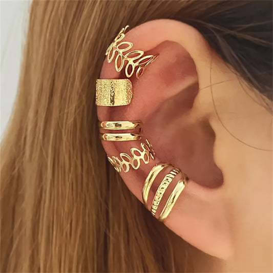 5pcs/set Fashion Trendy Design Classic Elegant Women's Ear Cuff, Iron Jewelry Set, For Women Daily Party Holiday Wearing