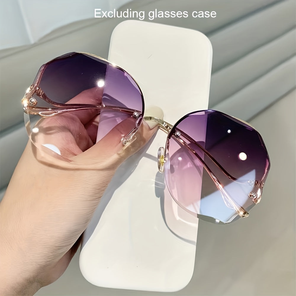 Stylish Frameless Gradient Fashion Glasses - Oversized Shades For Women, Trendy Eyewear For Outdoor Wear, Everyday Use, And Fashion Statements